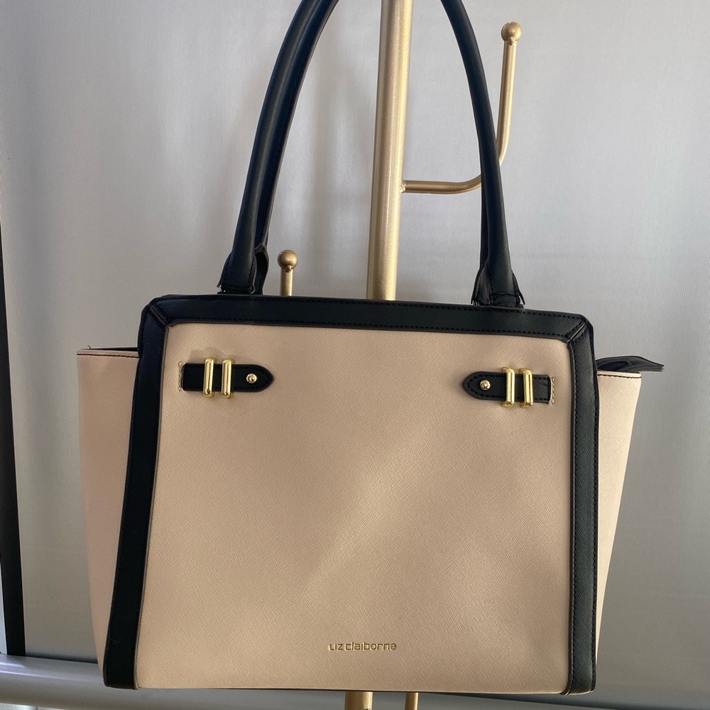 Liz Claiborne Black and Tan Tote Bag